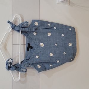 J.Crew Chambray Bow Tie Strap Embellished Tank Top